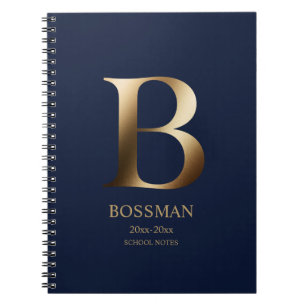Persoonlijk Gouden Monogram Marineblauw Notitieboek
