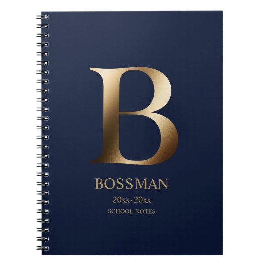Persoonlijk Gouden Monogram | Marineblauw Notitieboek (Voorkant)