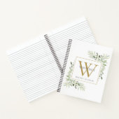 Persoonlijk gouden monogram moderne groenbladeren notitieboek (Binnen)