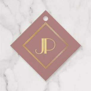 Persoonlijk gouden monogram roze goud sjabloon bedankjes labels
