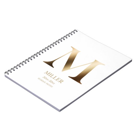 Persoonlijk Gouden Monogram | Wit Notitieboek (Linkerzijde)