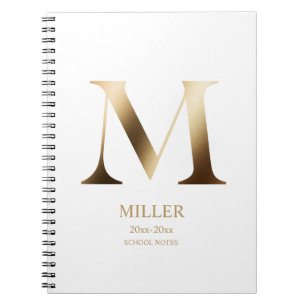 Persoonlijk Gouden Monogram   Wit Notitieboek