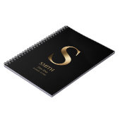 Persoonlijk Gouden Monogram | Zwart Notitieboek (Linkerzijde)