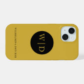 Persoonlijk gouden monogrammetaal iPhone 15 case (Achterkant horizontaal)
