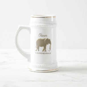 Persoonlijk Gouden Olifant Bruidsjonker Cadeau Bierpul