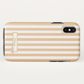 Persoonlijk gouden perzik en wit gestreept Case-Mate iPhone case (Achterkant (horizontaal))