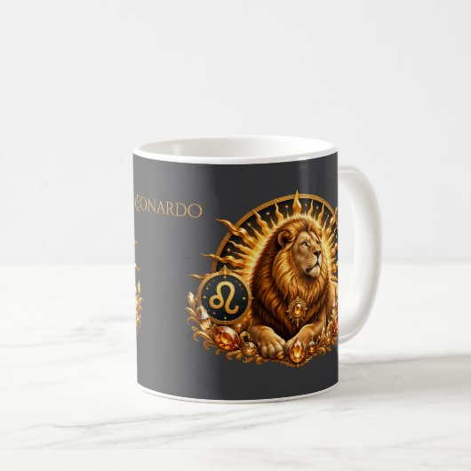 Persoonlijk gouden sterrenbeeld Leeuw Koffiemok (Voorkant rechts)