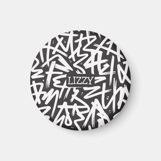 Persoonlijk Graffiti Naam Patroon — Aangepast Sted Magneet (Voorkant)