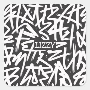 Persoonlijk Graffiti Naam Patroon — Aangepast Sted Vierkante Sticker