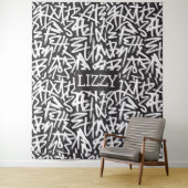 Persoonlijk Graffiti Naam Patroon — Aangepast Sted Wandkleed (In situ)