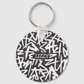 Persoonlijk Graffiti Naam Patroon — Aangepaste Ste Sleutelhanger (Voorkant)