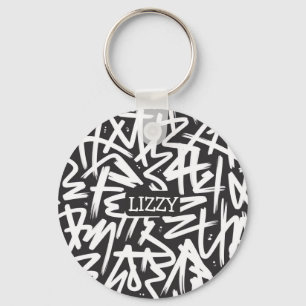Persoonlijk Graffiti Naam Patroon — Aangepaste Ste Sleutelhanger