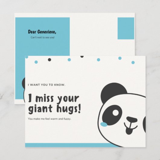 Persoonlijk - Grappa Blauwe Panda Briefkaart (Voorkant / Achterkant)