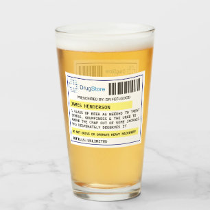 Persoonlijk grappig bier/cider recept glas