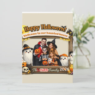 Persoonlijk Grappig Geesten Familie Halloween Foto Kaart