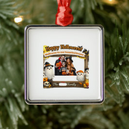 Persoonlijk Grappig Geesten Familie Halloween Foto Metalen Ornament