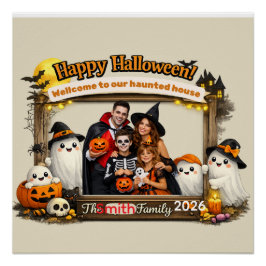 Persoonlijk Grappig Geesten Familie Halloween Foto Perfect Poster
