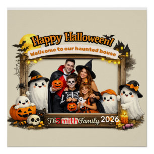 Persoonlijk Grappig Geesten Familie Halloween Foto Perfect Poster