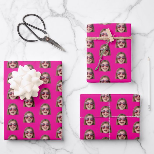 Persoonlijk grappig heet roze aangepaste gezichts  inpakpapier vel (Voorkant)