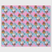 Persoonlijk grappig kerstcadeau-idee cartoon cadeaupapier (Vlak)