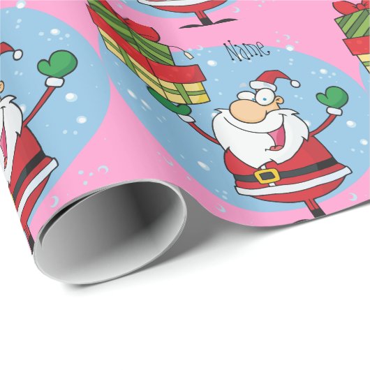 Persoonlijk grappig kerstcadeau-idee cartoon cadeaupapier (Rol Hoek)