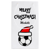 Persoonlijk grappig kerstfeest met voetbal klein cadeauzakje (Achterkant)