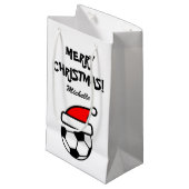 Persoonlijk grappig kerstfeest met voetbal klein cadeauzakje (Voorkant Gekanteld)