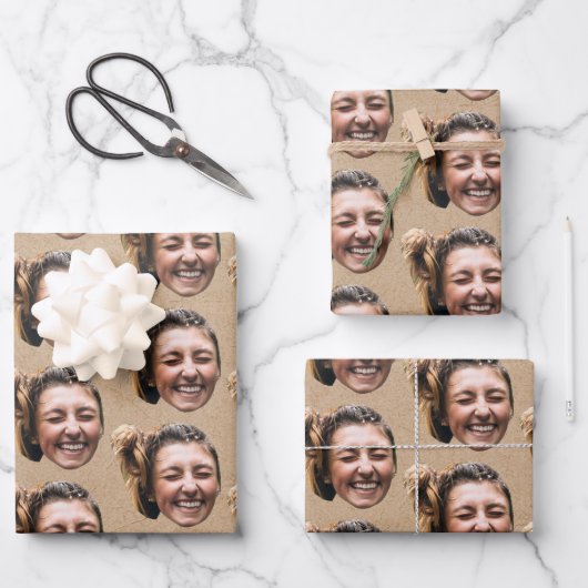 Persoonlijk Grappig Kraft Op Maat Gezicht Foto Mei Inpakpapier Vel (Voorkant)