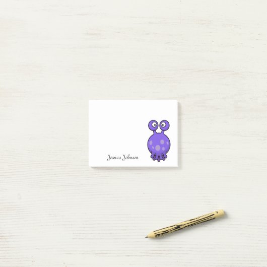 Persoonlijk grappig leuk paars alien notitieboekje post-it® notes (Op bureau)