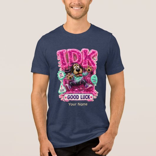 Persoonlijk grappig sarcastisch T-shirt met 'IDK' (Voorkant)