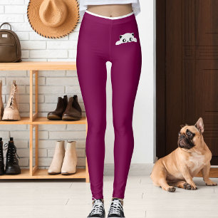 Persoonlijk Grappige Kat Huisdier Wijn Witte Strep Leggings