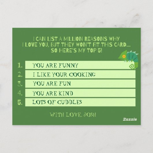 Persoonlijk - Green Chameleon Connections Briefkaart (Achterkant)