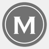 Persoonlijk grijs minimaal klassiek monogram ronde sticker (Voorkant)