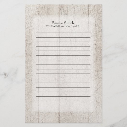 Persoonlijk Grijze Rustieke Hout Briefpapier (Voorkant)