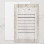 Persoonlijk Grijze Rustieke Hout Briefpapier (Voorkant / Achterkant)