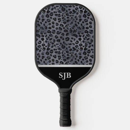 Persoonlijk Grijze & Zwarte Luipaard Pickleball Paddle (Voorkant)