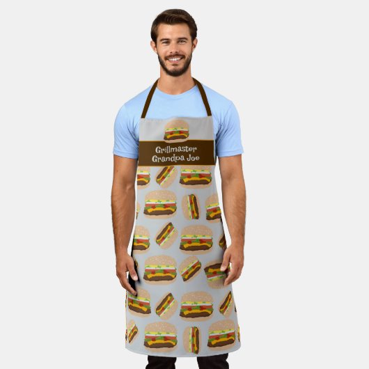 Persoonlijk Grillmaster Burgerpatroon Man’s BBQ Schort (Gedragen)