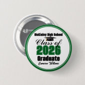 Persoonlijk groen afstudeerfeest klas 2026 ronde button 5,7 cm (Voorkant /achterkant)