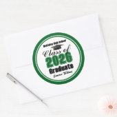 Persoonlijk groen afstudeerfeest van de klas van 2 ronde sticker (Envelop)