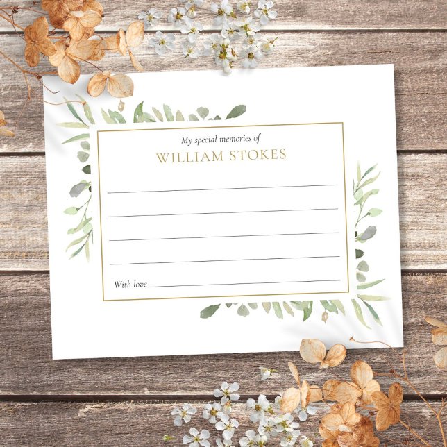 Persoonlijk groen begrafenis delen een geheugen (Personalized Greenery Funeral Share A Memory)