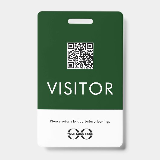 Persoonlijk groen bezoekersbadge met QR-code Badge (Voorzijde)