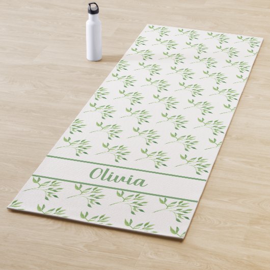 Persoonlijk groen bladerenpatroon yogamat (In situ)