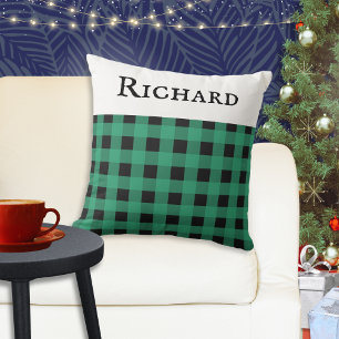 Persoonlijk groen Buffalo Plaid Check patroon Kussen