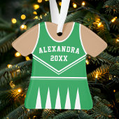 Persoonlijk groen cheerleader-uniform ornament