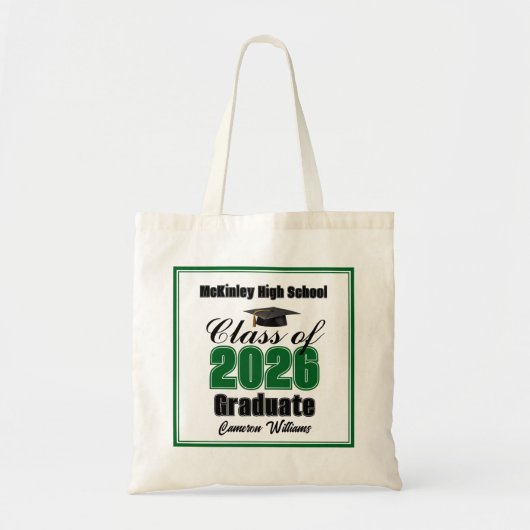 Persoonlijk groen eindexamenfeest klas van 2026 tote bag (Voorkant)