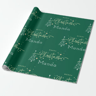 Persoonlijk groen elegant schrift Vrolijk Kerstfee Cadeaupapier