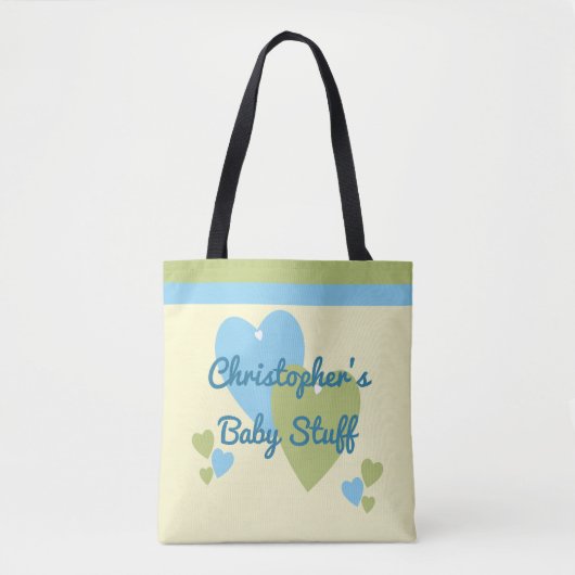 Persoonlijk groen- en blauw-baby-speelgoed tote bag (Voorkant)