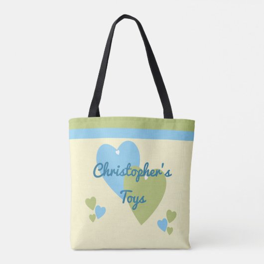 Persoonlijk groen- en blauw-baby-speelgoed tote bag (Achterkant)