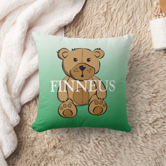 Persoonlijk groen en blauw gestreept Teddy Bear Kussen (Deken)