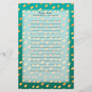 Persoonlijk groen en goud met doorschijnend effect briefpapier